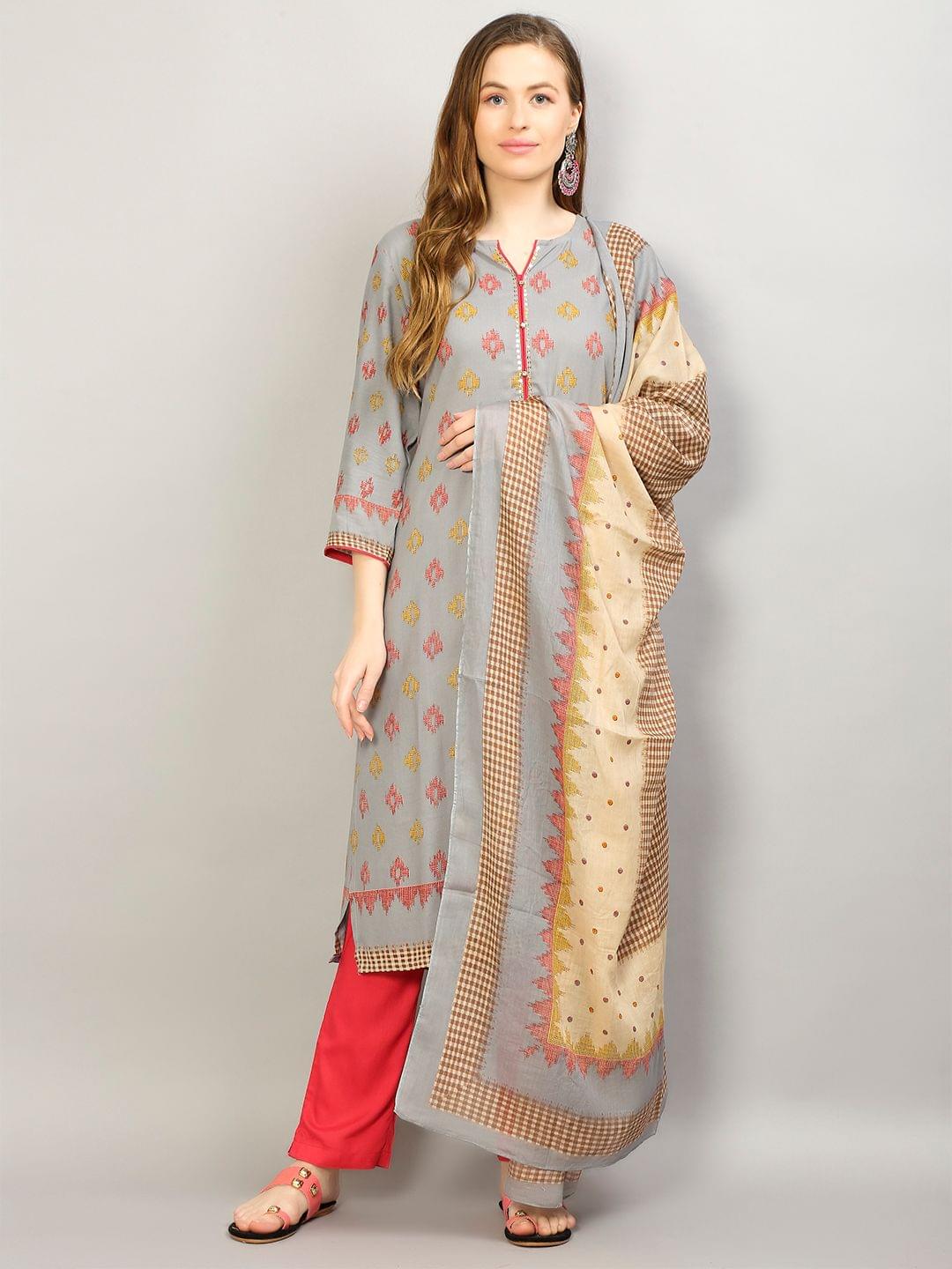 Straight Kurta Trouser Dupatta Front