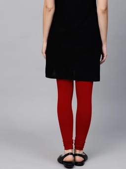 Red Solid Full Length Legging