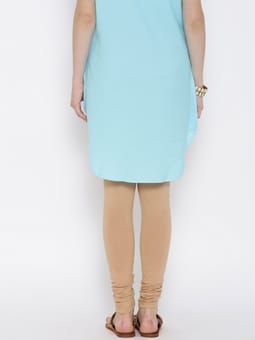 Beige Solid Full Length Legging