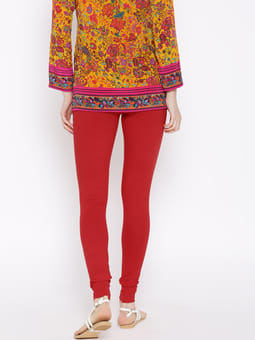 Red Solid Full Length Legging