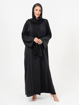 Women Black Lace Work  Abaya