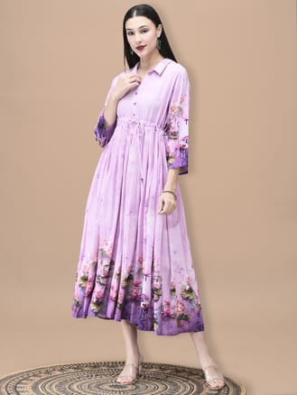Women Liva Lilac Floral Print Dress